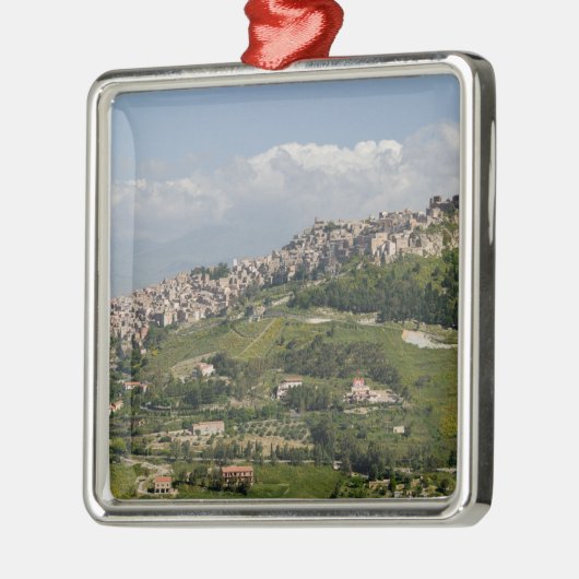 Italië, Sicilië, Enna, Calascibetta, Morning Uitzi Metalen Ornament (Links)