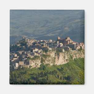Italië, Sicilië, Enna, Calascibetta, ochtendbeeld Magneet
