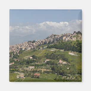 Italië, Sicilië, Enna, Calascibetta, ochtendbeeld Magneet