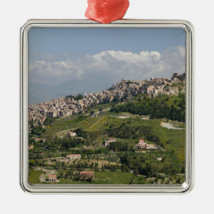 Italië, Sicilië, Enna, Calascibetta, ochtendbeeld Metalen Ornament