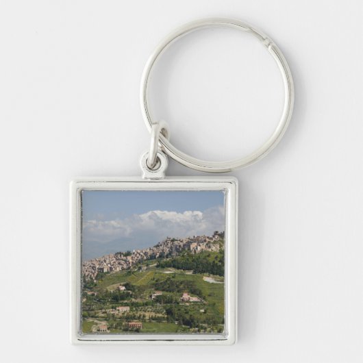 Italië, Sicilië, Enna, Calascibetta, ochtendbeeld Sleutelhanger (Voorkant)