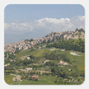 Italië, Sicilië, Enna, Calascibetta, ochtendbeeld Vierkante Sticker