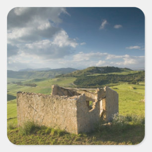 Italië, Sicilië, Enna, Pergusa, Oud Boerderij Vierkante Sticker