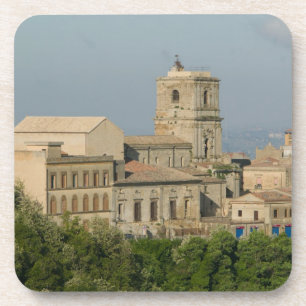Italië, Sicilië, Enna, Stadsgezicht vanuit Rocca d Bier Onderzetter