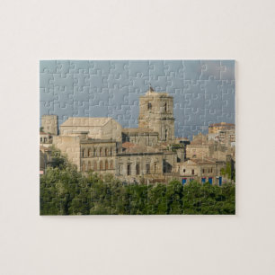 Italië, Sicilië, Enna, Stadsgezicht vanuit Rocca d Legpuzzel