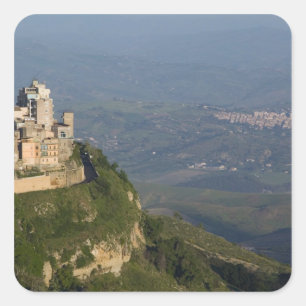 Italië, Sicilië, Enna, Stadsgezicht vanuit Rocca d Vierkante Sticker