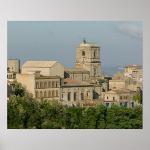 Italië, Sicilië, Enna, Uitzicht van Rocca di 2 Poster