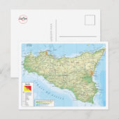 Italië - Sicilië - kaart Sicilië - (Voorkant / Achterkant)