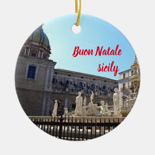 Italië: Sicilië kerstversiering met Panoramiek Keramisch Ornament (Voorkant)