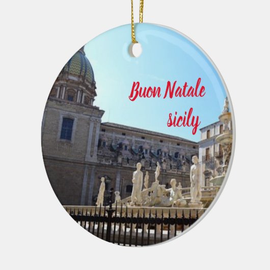 Italië: Sicilië kerstversiering met Panoramiek Keramisch Ornament (Links)