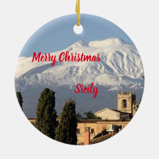 Italië: Sicilië kerstversiering met Panoramiek Keramisch Ornament (Achterkant)