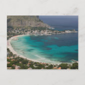 Italië, Sicilië, Mondello, Uitzicht van het strand Briefkaart (Voorkant)
