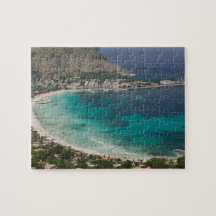 Italië, Sicilië, Mondello, Uitzicht van het strand Legpuzzel