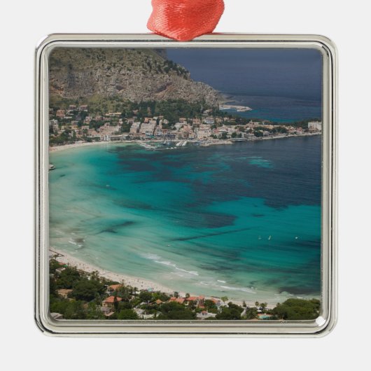 Italië, Sicilië, Mondello, Uitzicht van het strand Metalen Ornament (Voorkant)