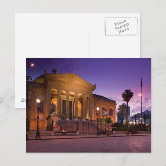 Italië, Sicilië, Palermo, Teatro Massimo Opera Briefkaart (Voorkant / Achterkant)