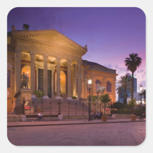 Italië, Sicilië, Palermo, Teatro Massimo Opera Vierkante Sticker