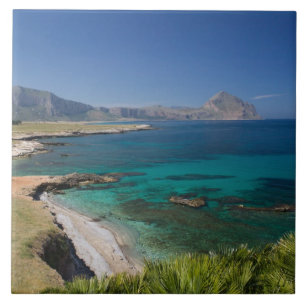 Italië, Sicilië, San Vito Lo Capo, Uitzicht op Gol Tegeltje