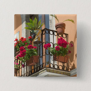 ITALIË, Sicilië, TAORMINA: Corso Umberto 1, Vierkante Button 5,1 Cm