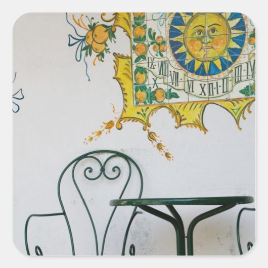 ITALIË, Sicilië, TAORMINA: Detail van bam, cafe Vierkante Sticker (Voorkant)