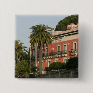 ITALIË, Sicilië, TAORMINA: Hotel Schuler Vierkante Button 5,1 Cm