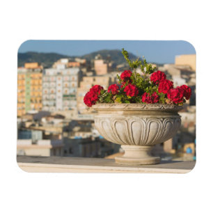 Italië, Sicilië, Termini Imerese, Uitzicht & Bloem Magneet