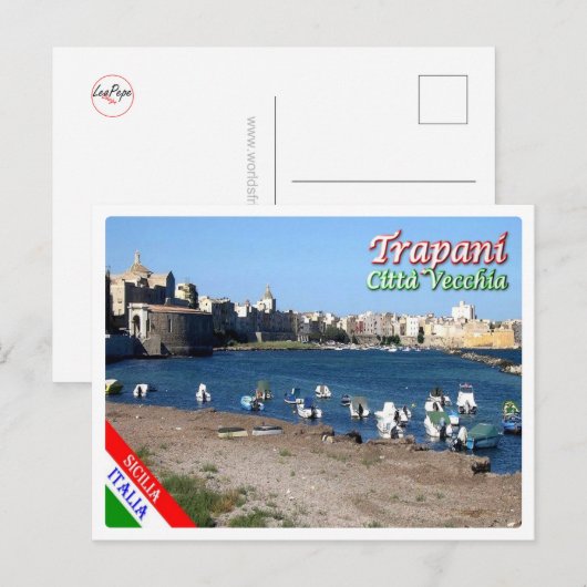 Italië - Sicilië - Trapani - oude stad - Briefkaart (Voorkant / Achterkant)