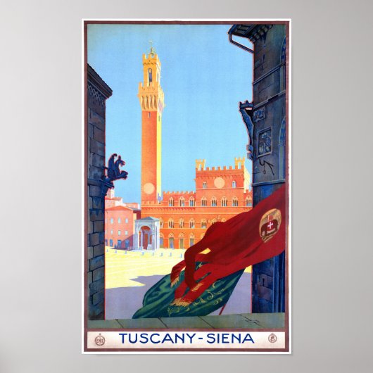 Italië Siena Vintage Travel Poster hersteld (Voorkant)