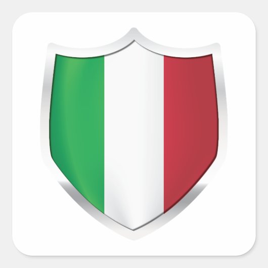 Italië Silver Shield Flag Vierkante Sticker (Voorkant)