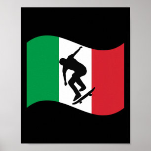 Italië Skateboarding Grafische Land Vlag Trots Ska Poster