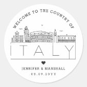 Italië Skyline | Welkomstbericht voor bruiloft Ronde Sticker (Voorkant)