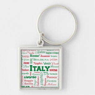 Italië sleutelhanger steden - Italiaanse vlag