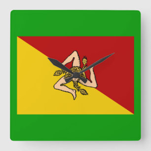 Italië - Sluikklokkast voor de vlag van Sicilië Vierkante Klok