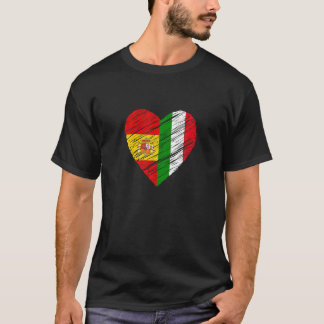 Italië Spanje hartart Spaanse vlag Italiaanse vlag T-shirt