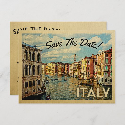Italië sparen de datum Briefkaarten van Venetië (Voorkant / Achterkant)