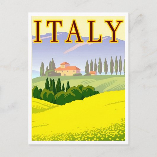 Italië Spring Fields Retro Geïnspireerd Briefkaart (Voorkant)