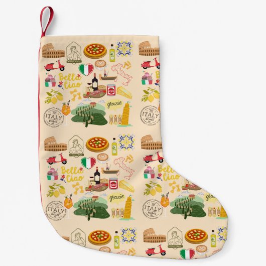 Italië Symbolen Kleine Kerstsok (Voorkant)
