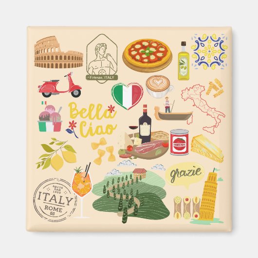 Italië Symbolen Magneet (Voorkant)