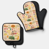 Italië Symbolen Ovenwant & Pannenlap Set (Voorkant / Achterkant)