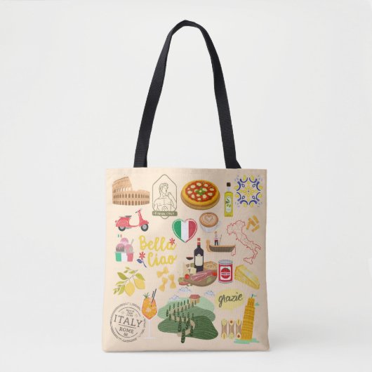 Italië Symbolen Tote Bag (Voorkant)