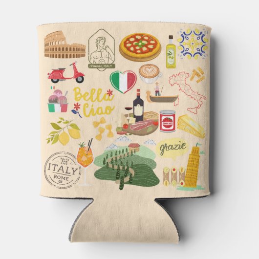 Italië symboliseert reisliefhebbers blikjeskoeler (Achterkant)