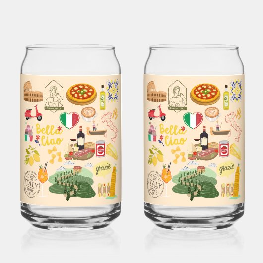 Italië symboliseert reisliefhebbers blikvorm glas (Voorkant)