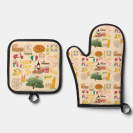 Italië symboliseert reisliefhebbers ovenwant & pannenlap set