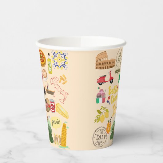 Italië symboliseert reisliefhebbers papieren bekers (Links)