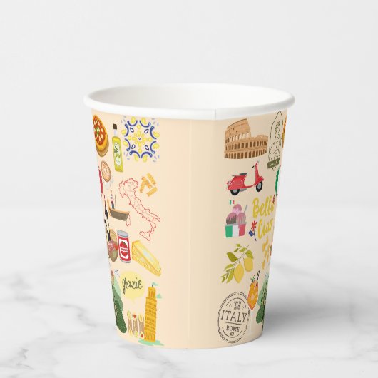 Italië symboliseert reisliefhebbers papieren bekers (Rechts)