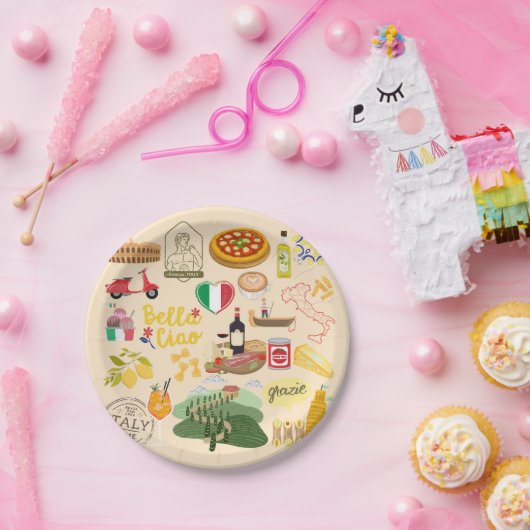 Italië symboliseert reisliefhebbers papieren bordje (Feest)