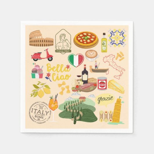 Italië symboliseert reisliefhebbers servet (Voorkant)