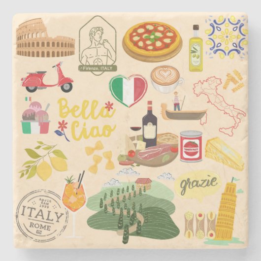 Italië symboliseert reisliefhebbers stenen onderzetter (Voorkant)