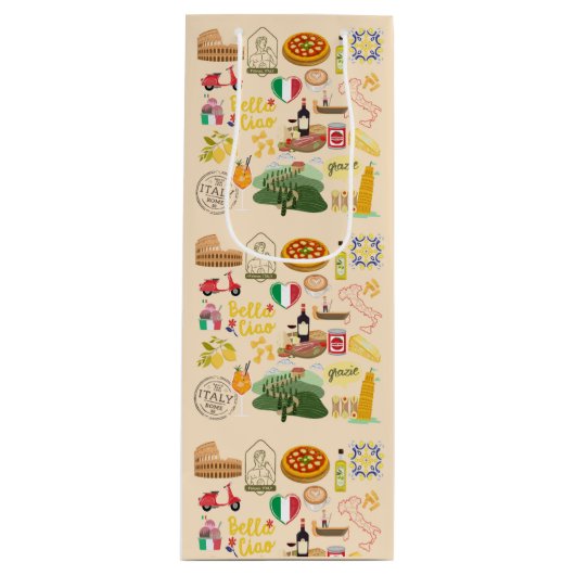 Italië symboliseert reisliefhebbers wijn cadeautas (Voorkant)