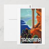 Italië Taormina Sicily Vintage Poster Briefkaart (Voorkant / Achterkant)