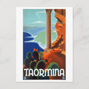 Italië Taormina Sicily Vintage Poster Briefkaart